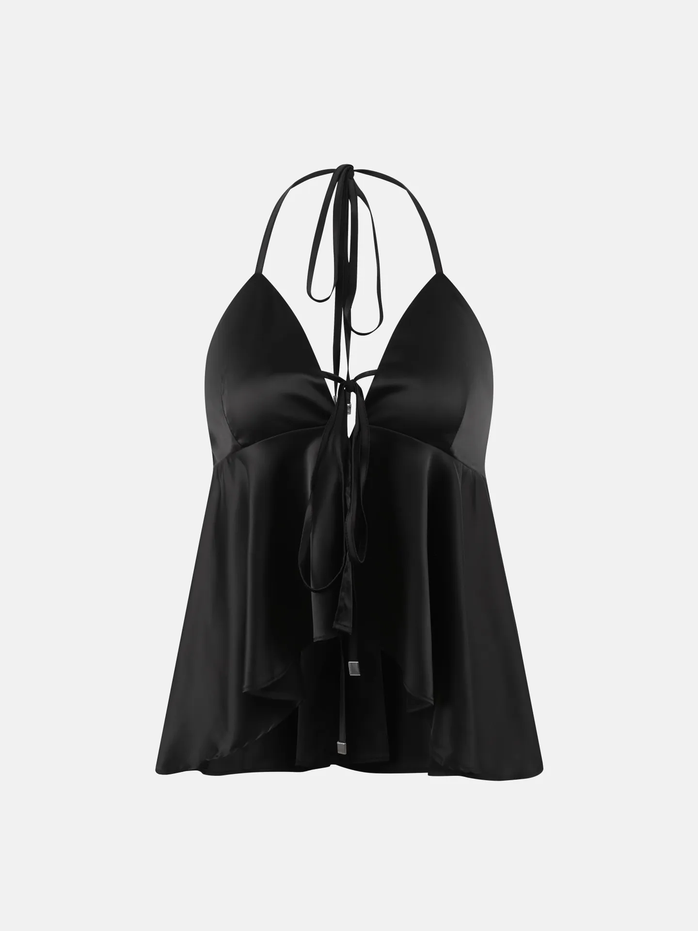 CLANE BACK OPEN HALTER NECK TOPS V-Neck Halter Open Back Tank Top