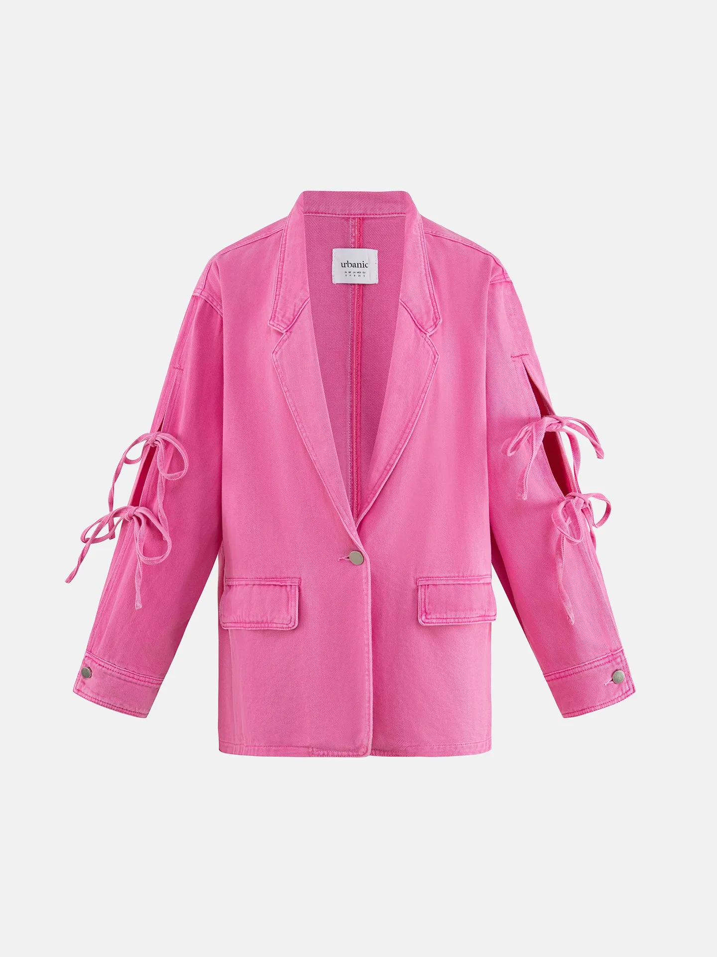 Oversized Tied Denim Blazer with Split Sleeves Urbanic Most