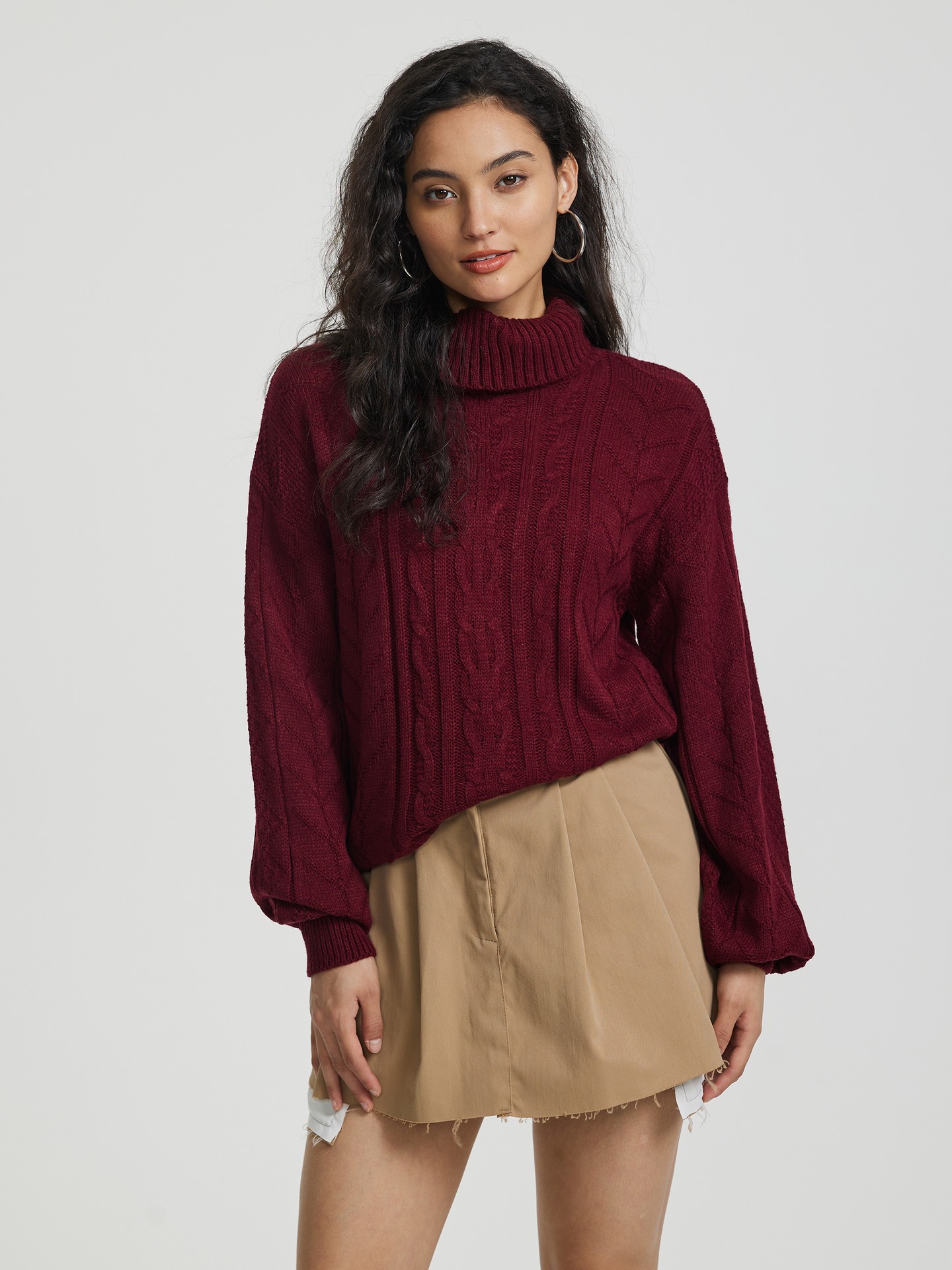 Puntoco Suéter Mujer Invierno Cuello Alto Manga Larga Punto Suelto Jersey  Suéter Top Navidad Liquida Puntoco Puntoco-931