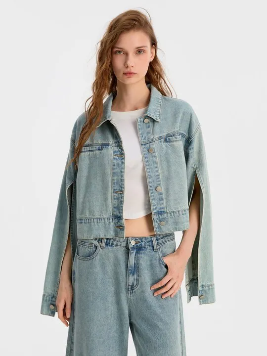 Half jacket denim best sale