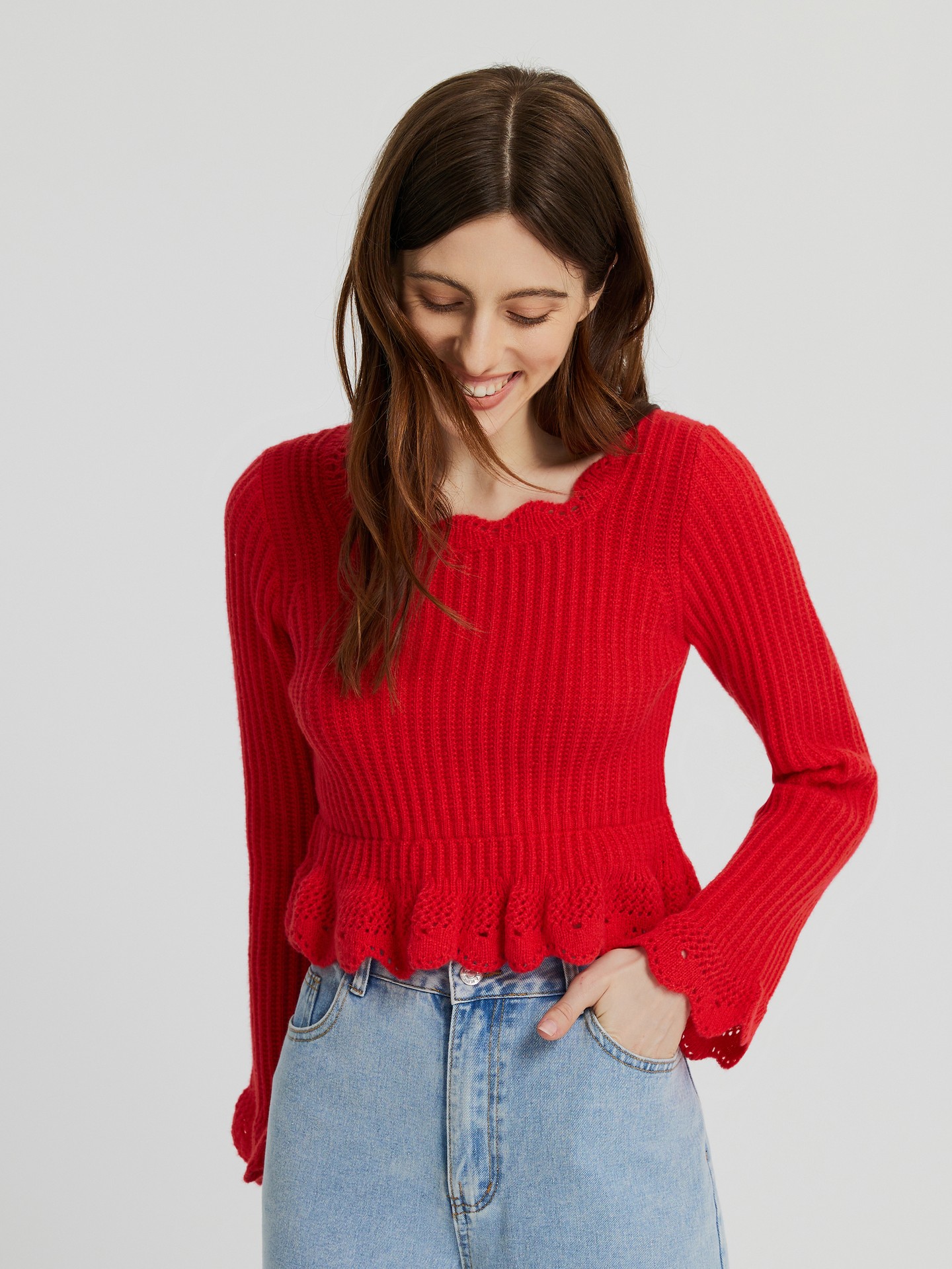 Lilac Woollen Full Sleeves Sweater (Urbanic) –