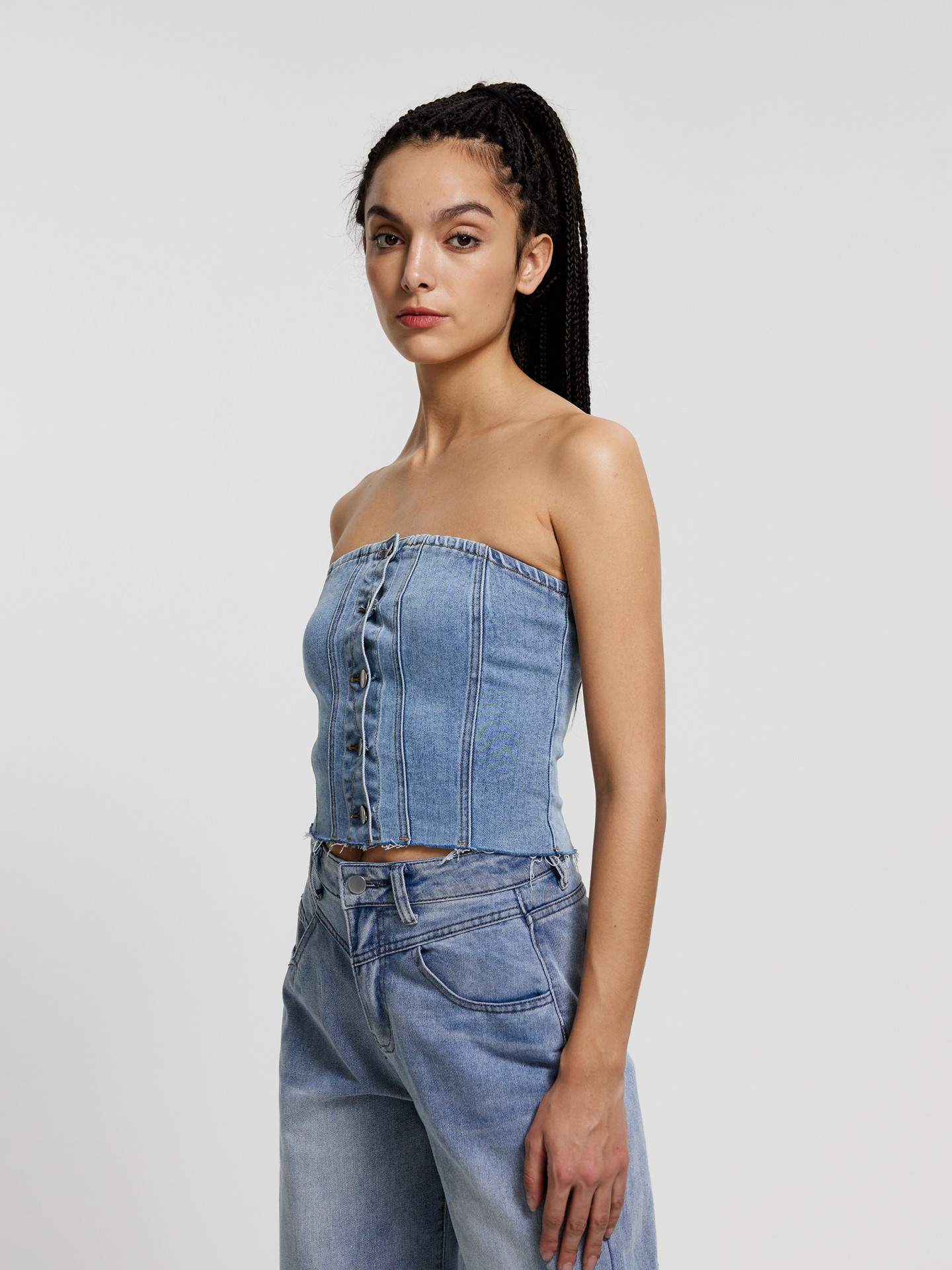 Biconic Basics Blue Cropped Tube Top