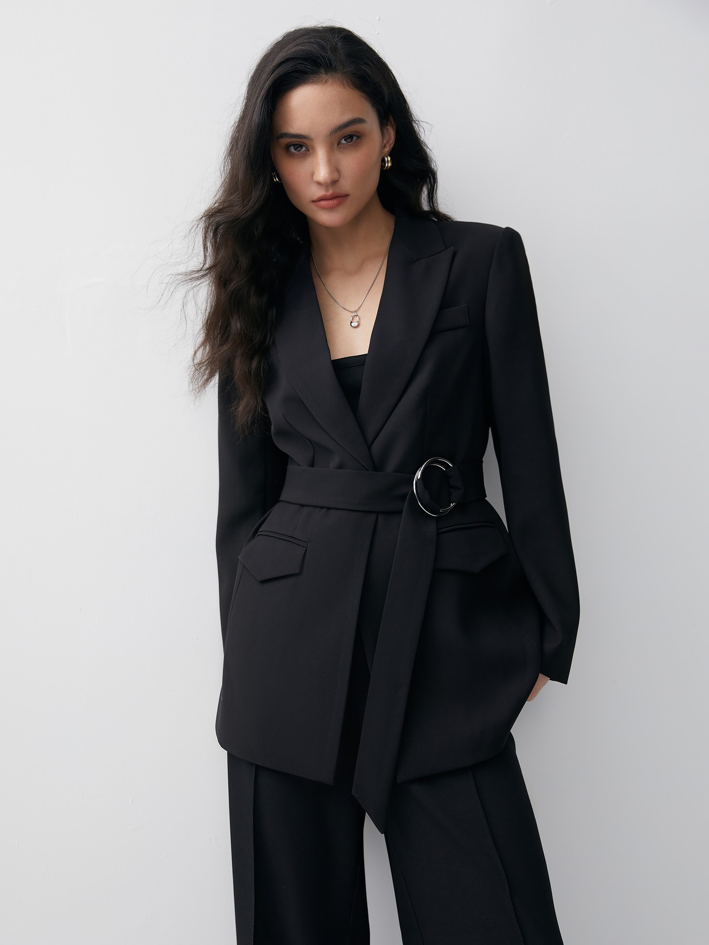 Belted longline clearance blazer