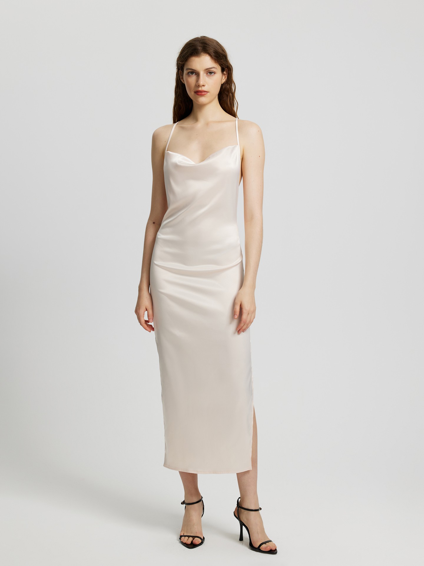 HUGO - Degradé-print slip dress in soft satin