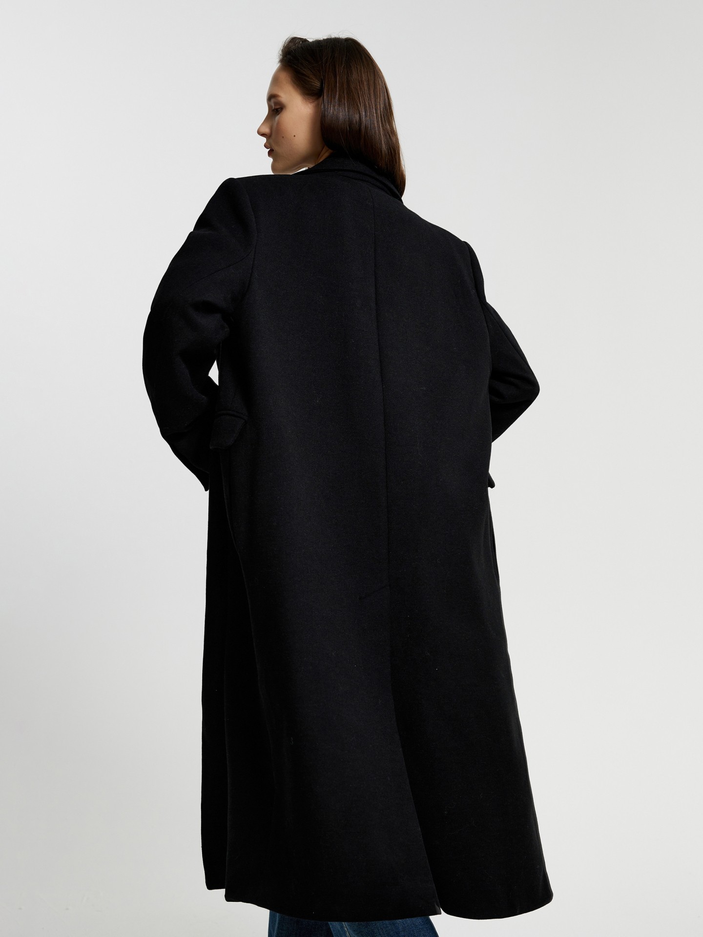 Double-breasted Wool Blend Coat