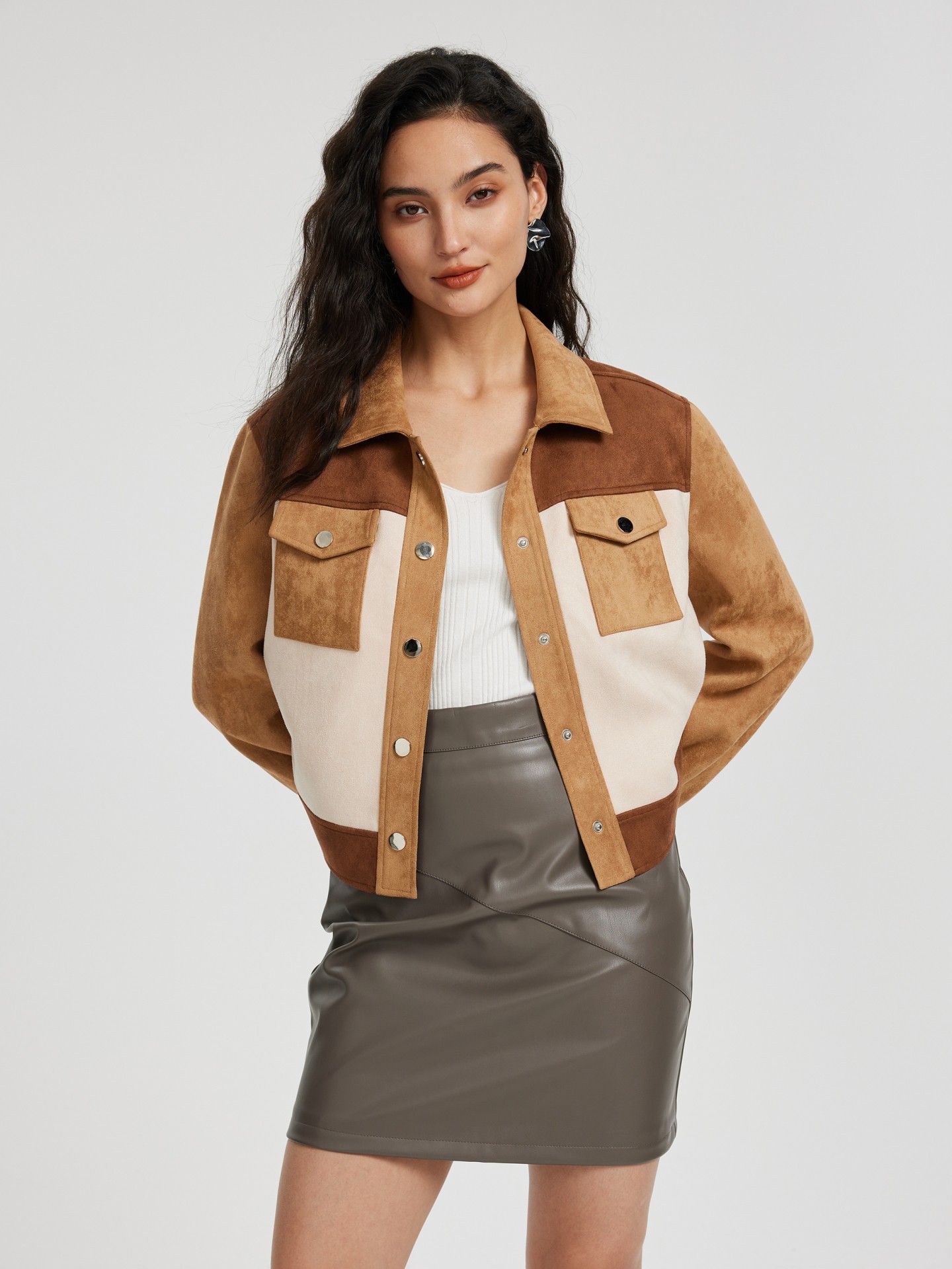 Camel colored faux leather on sale jacket