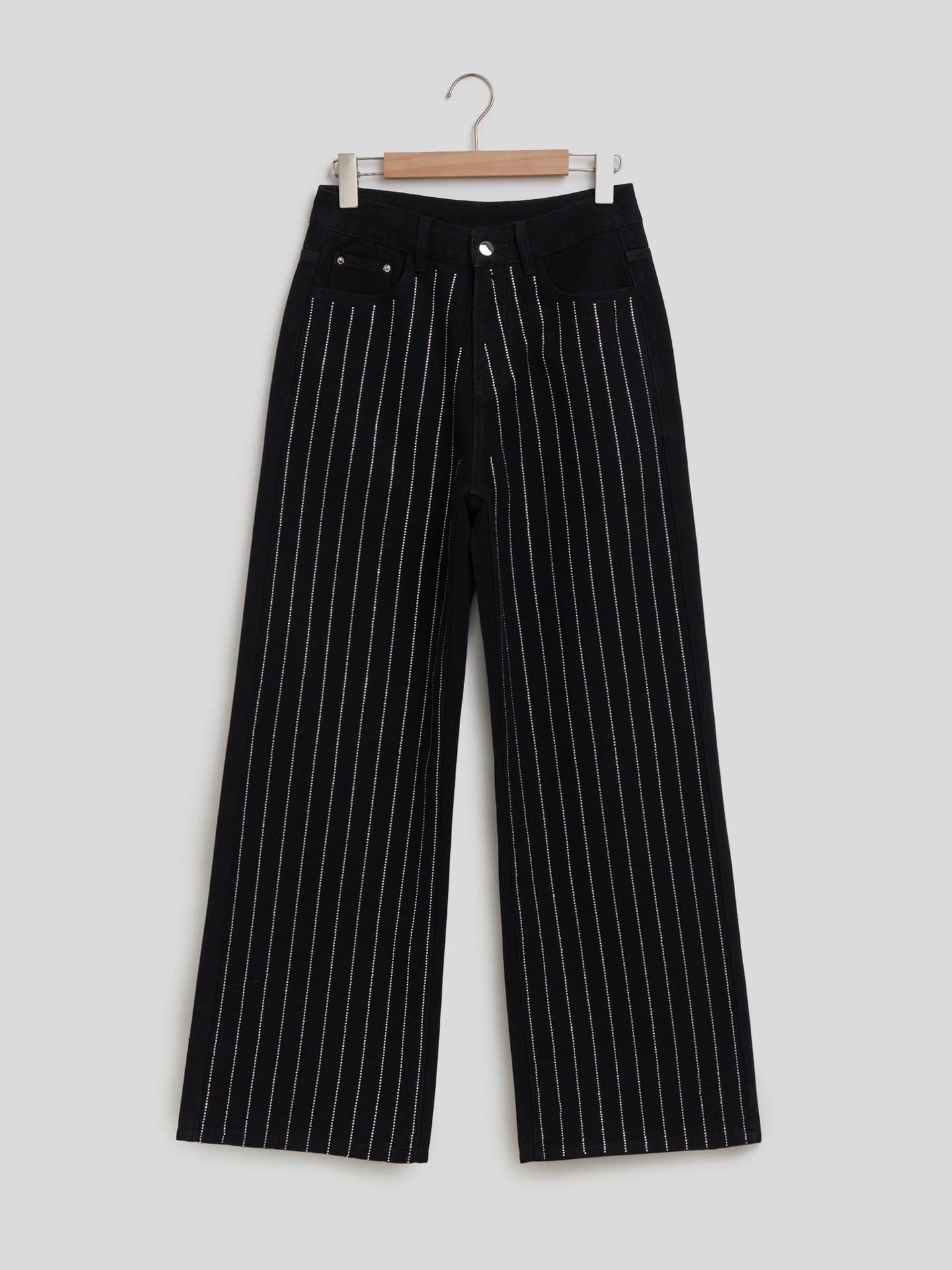 Embellished Striped Wide Leg Jeans丨Urbanic