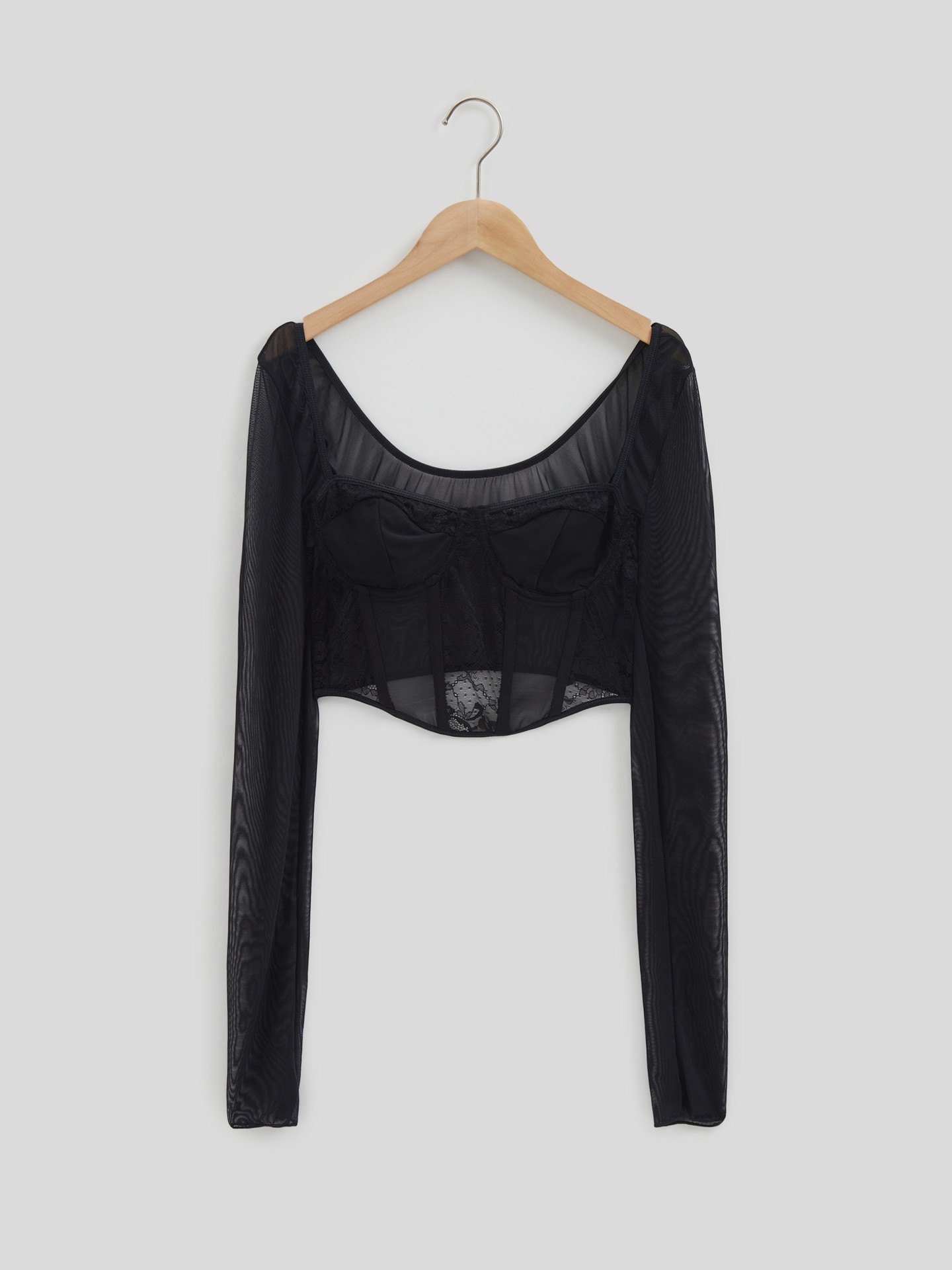 Blusa mesh manga online larga