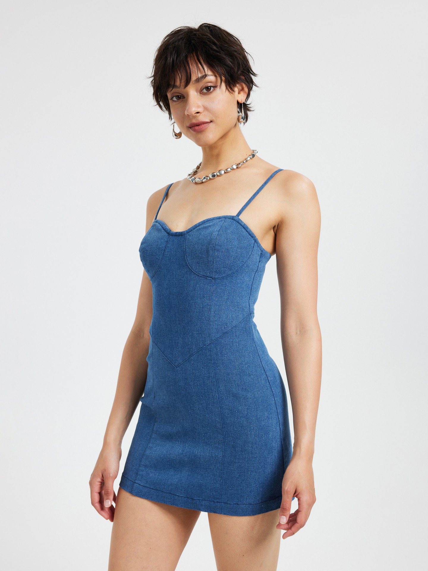 VESTIDO MINI DENIM - Azul