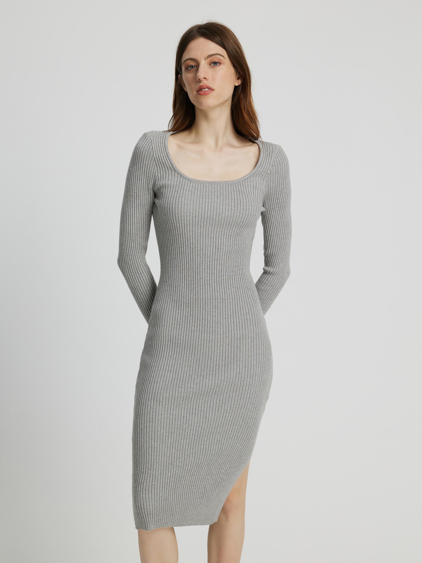 Vestido midi gris new arrivals