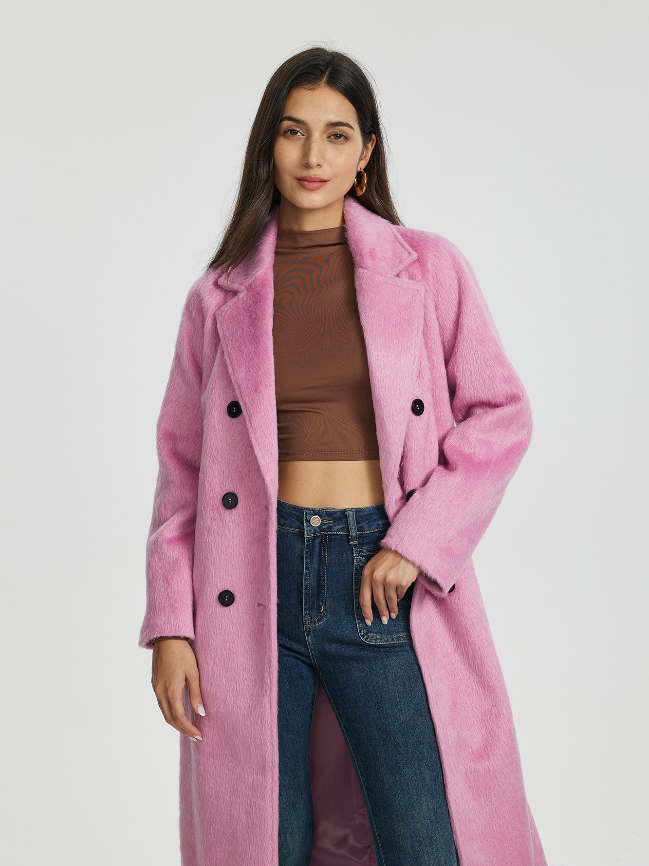 Pink wool hotsell blend coat